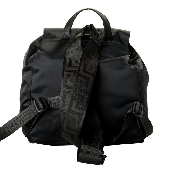 Versace Black & Gold Medusa Logo Nylon & Leather Medium Backpack main image 4